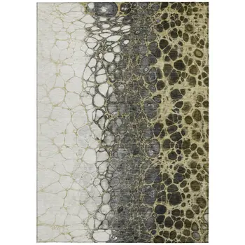10' X 14' Beige Taupe And Chocolate Abstract Washable Indoor Outdoor Area Rug