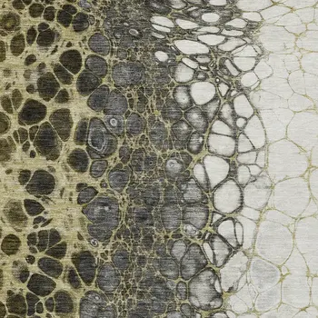 10' X 14' Beige Taupe And Chocolate Abstract Washable Indoor Outdoor Area Rug
