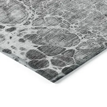 5' X 8' Gray Silver And Charcoal Abstract Washable Indoor Outdoor Area Rug