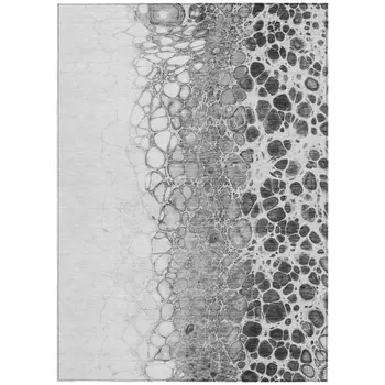 9' X 12' Gray Silver And Charcoal Abstract Washable Indoor Outdoor Area Rug