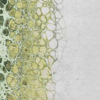 5' X 8' Olive Green And Gold Abstract Washable Indoor Outdoor Area Rug