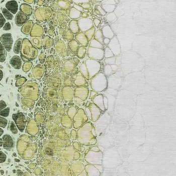 8' X 10' Olive Green And Gold Abstract Washable Indoor Outdoor Area Rug