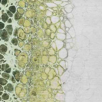 9' X 12' Olive Green And Gold Abstract Washable Indoor Outdoor Area Rug