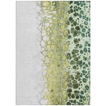 10' X 14' Olive Green And Gold Abstract Washable Indoor Outdoor Area Rug