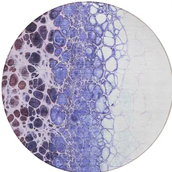 8' Purple Lilac And Eggplant Round Abstract Washable Indoor Outdoor Area Rug