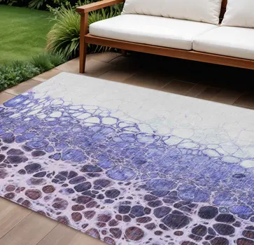 8' X 10' Purple Lilac And Eggplant Abstract Washable Indoor Outdoor Area Rug