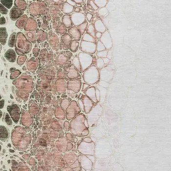 5' X 8' Salmon Green And Chocolate Abstract Washable Indoor Outdoor Area Rug
