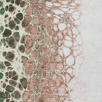 9' X 12' Salmon Green And Chocolate Abstract Washable Indoor Outdoor Area Rug