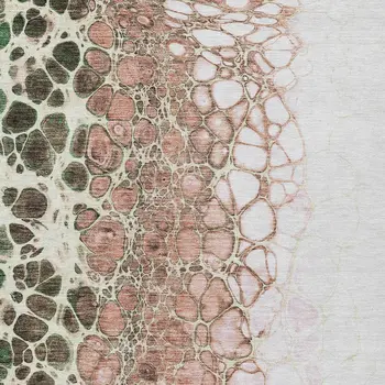 10' X 14' Salmon Green And Chocolate Abstract Washable Indoor Outdoor Area Rug