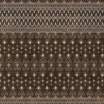 5' X 8' Chocolate Taupe And Copper Tribal Washable Indoor Outdoor Area Rug