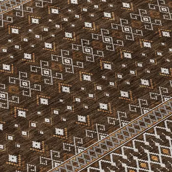 5' X 8' Chocolate Taupe And Copper Tribal Washable Indoor Outdoor Area Rug