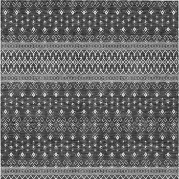 3' X 5' Gray Silver And Charcoal Tribal Washable Indoor Outdoor Area Rug