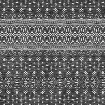 5' X 8' Gray Silver And Charcoal Tribal Washable Indoor Outdoor Area Rug