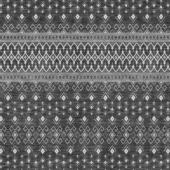 9' X 12' Gray Silver And Charcoal Tribal Washable Indoor Outdoor Area Rug