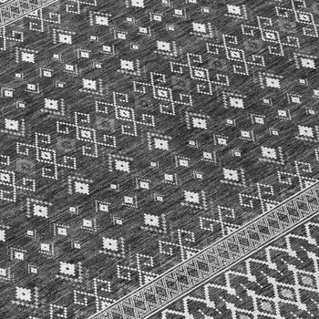 9' X 12' Gray Silver And Charcoal Tribal Washable Indoor Outdoor Area Rug
