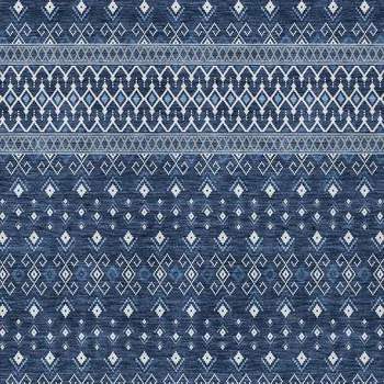 10' X 14' Navy Blue And Denim Blue Tribal Washable Indoor Outdoor Area Rug