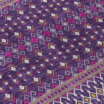 5' X 8' Purple Pink And Yellow Tribal Washable Indoor Outdoor Area Rug