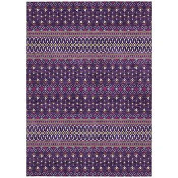 8' X 10' Purple Pink And Yellow Tribal Washable Indoor Outdoor Area Rug