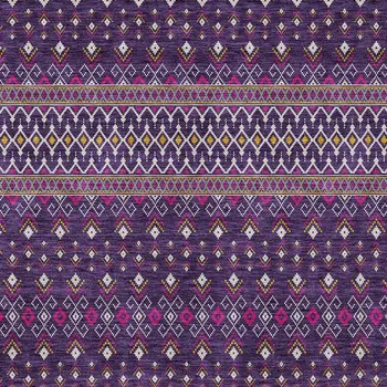 9' X 12' Purple Pink And Yellow Tribal Washable Indoor Outdoor Area Rug