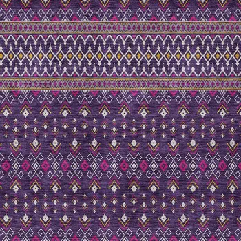 10' X 14' Purple Pink And Yellow Tribal Washable Indoor Outdoor Area Rug