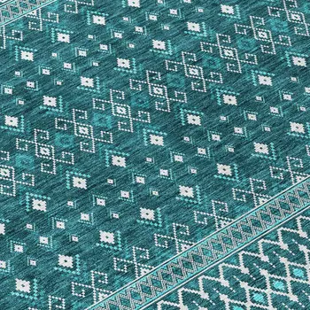 8' Teal Blue Aqua And Ivory Round Tribal Washable Indoor Outdoor Area Rug