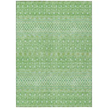 3' X 5' Green And Mint Green Tribal Washable Indoor Outdoor Area Rug