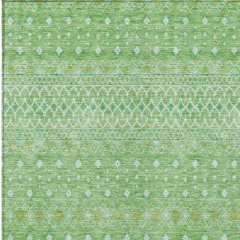3' X 5' Green And Mint Green Tribal Washable Indoor Outdoor Area Rug