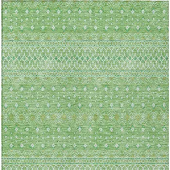 3' X 5' Green And Mint Green Tribal Washable Indoor Outdoor Area Rug