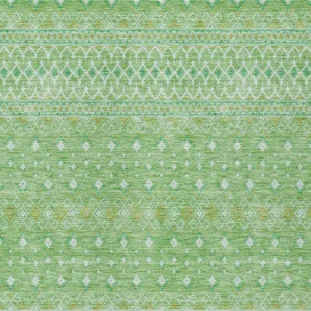 8' X 10' Green And Mint Green Tribal Washable Indoor Outdoor Area Rug