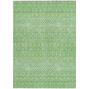 8' X 10' Green And Mint Green Tribal Washable Indoor Outdoor Area Rug