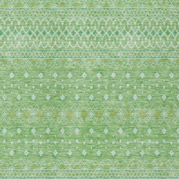 10' X 14' Green And Mint Green Tribal Washable Indoor Outdoor Area Rug