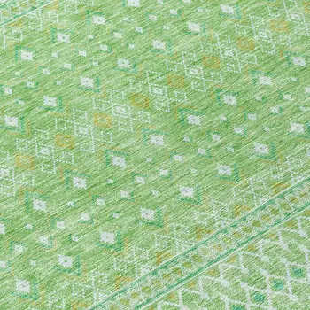 10' X 14' Green And Mint Green Tribal Washable Indoor Outdoor Area Rug