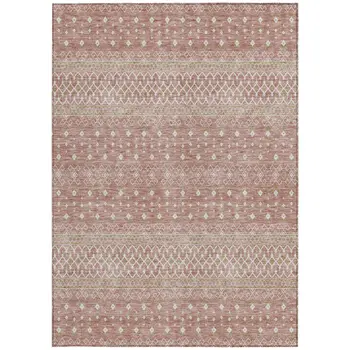 3' X 5' Blush Gold And Ivory Tribal Washable Indoor Outdoor Area Rug