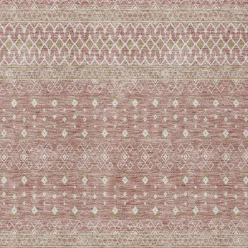 8' X 10' Blush Gold And Ivory Tribal Washable Indoor Outdoor Area Rug