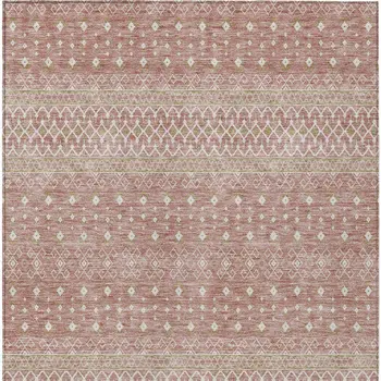8' X 10' Blush Gold And Ivory Tribal Washable Indoor Outdoor Area Rug