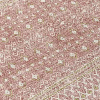 8' X 10' Blush Gold And Ivory Tribal Washable Indoor Outdoor Area Rug
