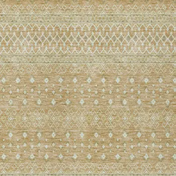 5' X 8' Copper Ivory And Olive Green Tribal Washable Indoor Outdoor Area Rug