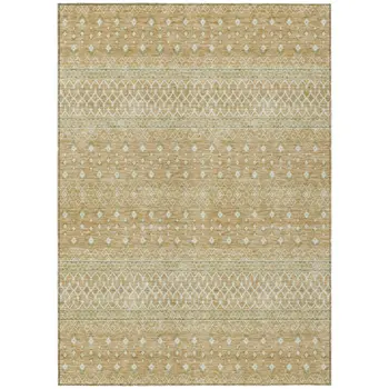 8' X 10' Copper Ivory And Olive Green Tribal Washable Indoor Outdoor Area Rug