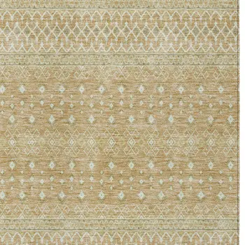 8' X 10' Copper Ivory And Olive Green Tribal Washable Indoor Outdoor Area Rug