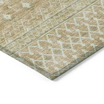 8' X 10' Copper Ivory And Olive Green Tribal Washable Indoor Outdoor Area Rug