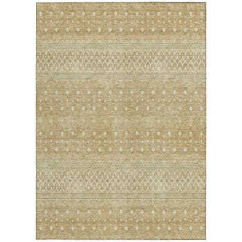 8' X 10' Copper Ivory And Olive Green Tribal Washable Indoor Outdoor Area Rug