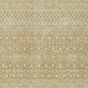 9' X 12' Copper Ivory And Olive Green Tribal Washable Indoor Outdoor Area Rug