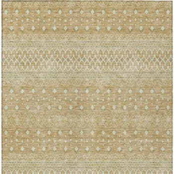 9' X 12' Copper Ivory And Olive Green Tribal Washable Indoor Outdoor Area Rug