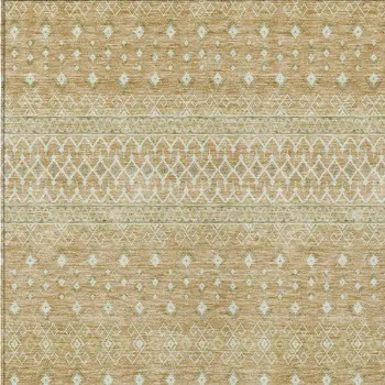 10' X 14' Copper Ivory And Olive Green Tribal Washable Indoor Outdoor Area Rug
