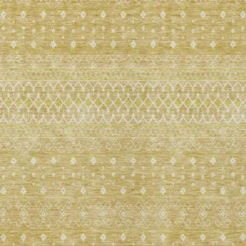 5' X 8' Gold Ivory And Taupe Tribal Washable Indoor Outdoor Area Rug