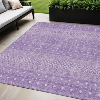 5' X 8' Lavender And Purple Tribal Washable Indoor Outdoor Area Rug