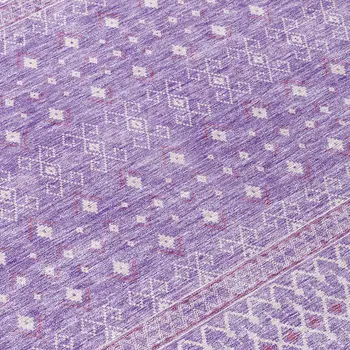 9' X 12' Lavender And Purple Tribal Washable Indoor Outdoor Area Rug