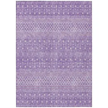 10' X 14' Lavender And Purple Tribal Washable Indoor Outdoor Area Rug