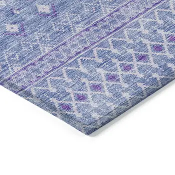 3' X 5' Sky Blue Purple And Ivory Tribal Washable Indoor Outdoor Area Rug
