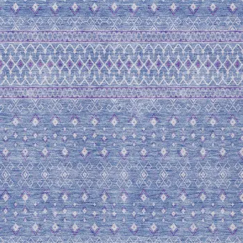 5' X 8' Sky Blue Purple And Ivory Tribal Washable Indoor Outdoor Area Rug